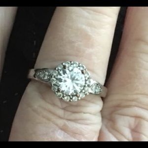 Silver tone CZ Halo Ring